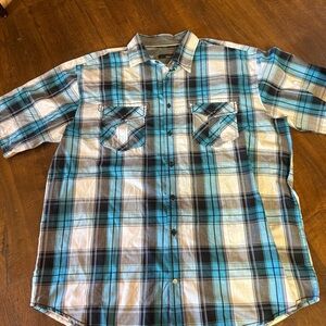 Bruno Men’s Casual Short Sleeve Plaid Button Down Shirt